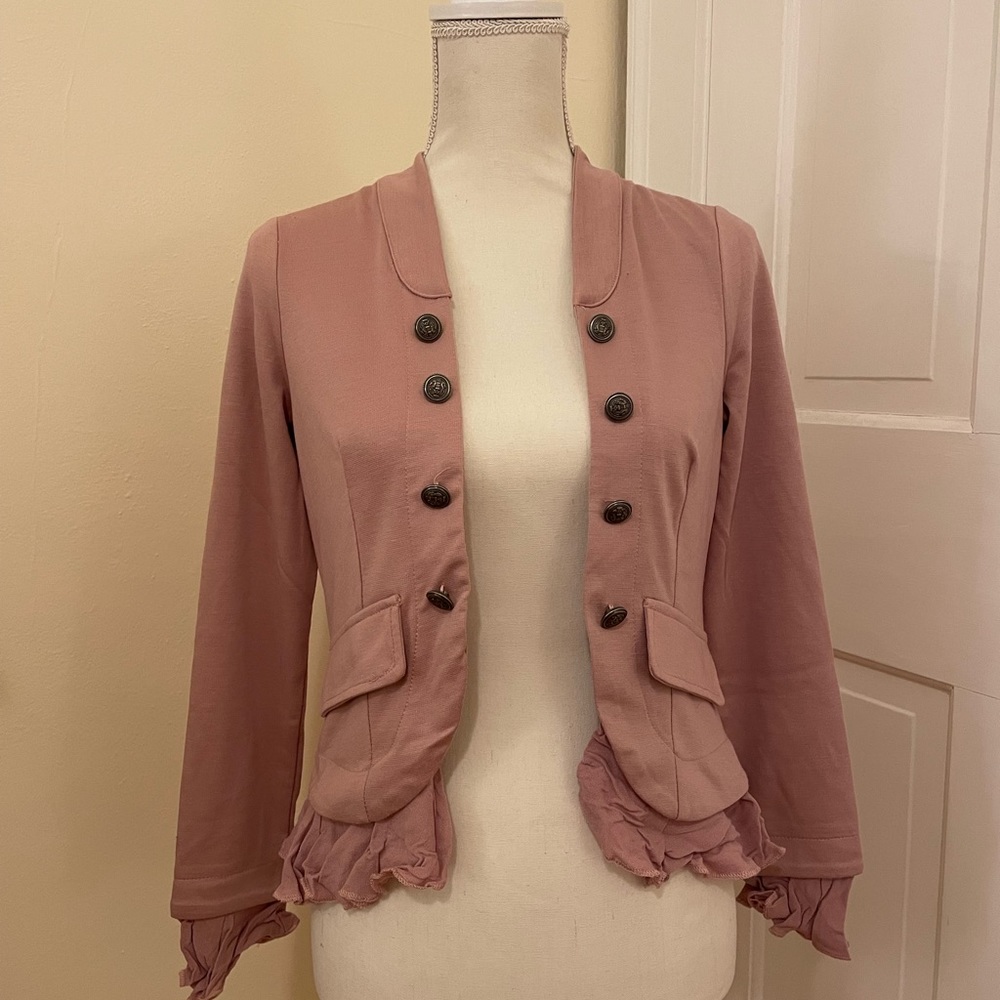 💖 Blush Pink Ruffle Cardigan